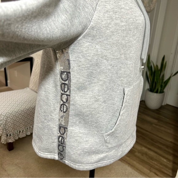 BEBE SPORT Sequin Stripe Sparkly Hoodie Heather Sz L - Picture 3 of 16